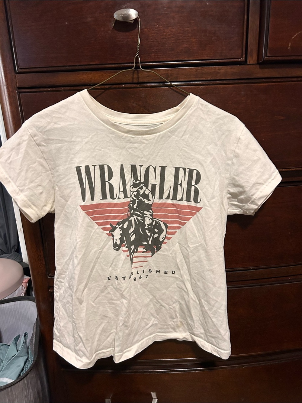 Wrangler White Graphic Short Sleeve Tee with Red and Black Print